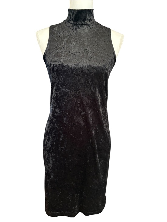 Zanoni by Jalate Dresses & Skirts - VTG 90s Zanoni by Jalate Crushed Velvet Mock Neck Dress Black Medium Goth Grunge